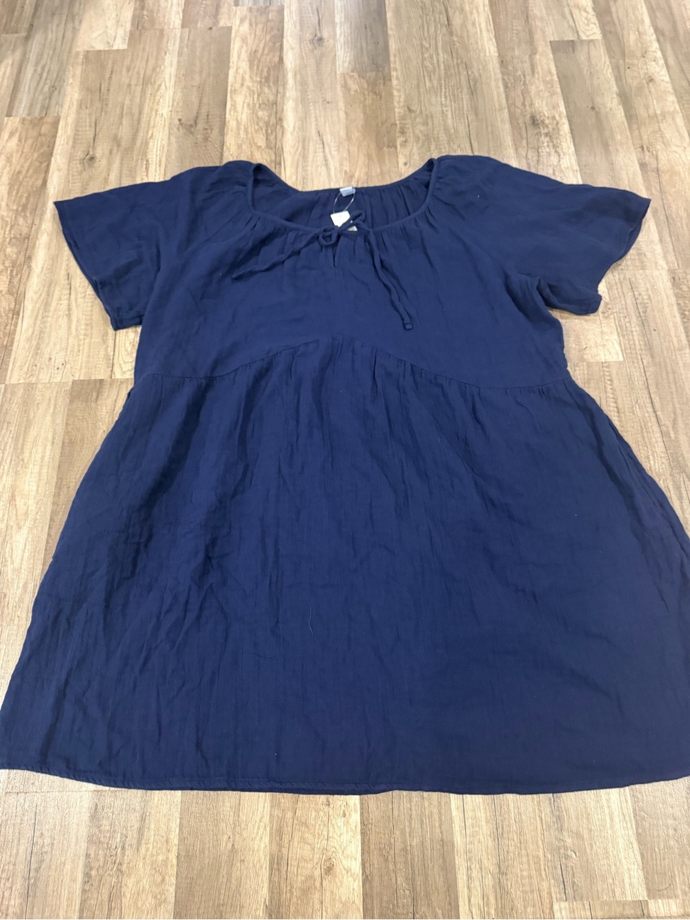 NWT Women's Navy Short-Sleeve Peasant Style Dress XL